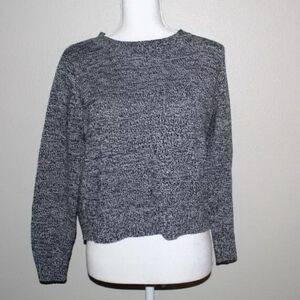 H&M Mock Neck Ribbed Cropped Charcoal Gray Sweater